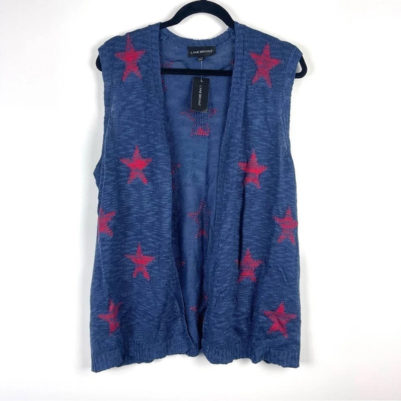 NEW Lane Bryant Navy Blue Star Print Sleeveless Knit Vest Size 18/20 - Picture 1 of 8